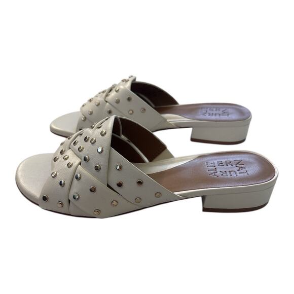 Naturalizer Women's Morena Sandal Warm White Size 7 Studded Block Heel Leather - Picture 6 of 10